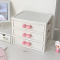 Axyaa Desktop Organizer: Drawer-style Storage Box with Bow Handle for Office Stationery Organization