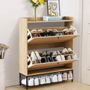 Axyaa Shoe Cabinet Duo: Wooden Narrow Storage, 2 Flip Drawers, Freestanding Organizer