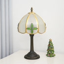 Axyaa 8-Inch Glass Shade Lamp with Bronzed Base, Four-leaf Clover Design for Indoor Lighting