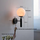 Axyaa Modern Black Iron LED Wall Light with Pull Chain Switch & White Glass