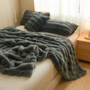 Axyaa Faux Rabbit Fur Blanket: Luxuriously Soft & Warm Sofa Bed Throw Blanket