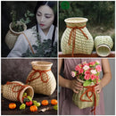 Axyaa Round Bamboo Woven Baskets: Decorative Lightweight Rattan Home Wedding Supplies