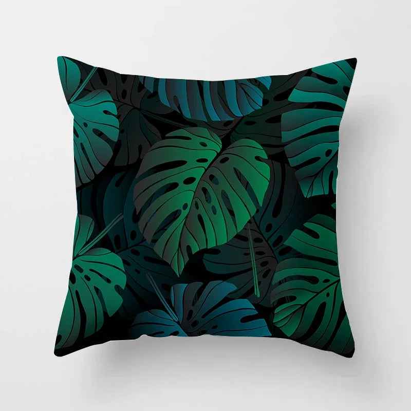 Axyaa Tropical Green Plants Pattern Cushion Cover for Sofas and Decor