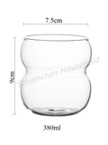 Axyaa 550ml Glass Coffee Cup Wavy Nordic Style Heat Resistant Tumbler Clip