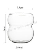 Axyaa 550ml Glass Coffee Cup Wavy Nordic Style Heat Resistant Tumbler Clip
