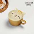 Axyaa Cartoon Cat Coffee Mug with Lid and Small Dish