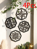 Axyaa Wooden Boho Wall Decor Set - Hexagon & Square Carved Designs