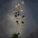 Axyaa Crystal Stair Chandelier LED Ceiling Lamp for Living Room