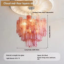 Axyaa Glass Art Pendant Light - White Pink Modern French Design for Home Decor