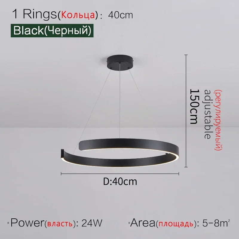 Axyaa Circular C-shaped Pendant Light for Modern Living Room & Dining Room