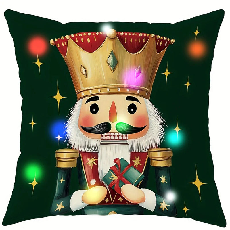 Axyaa LED Nutcracker Tree Pillowcase for Christmas Home Decor