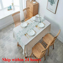 Axyaa Embroidered Cotton Linen Tablecloth Waterproof Dustproof Oil-Proof Dining Table