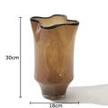 Axyaa Black Edge Glass Vase with Artificial Flowers for Chic Desk Decor
