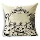 Axyaa Halloween Pumpkin Owl Bat Linen Throw Pillowcase