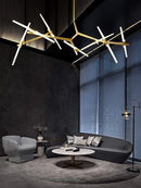 Axyaa Gold Branch LED Chandelier - Modern Loft Pendant Lamps for Duplex Villa