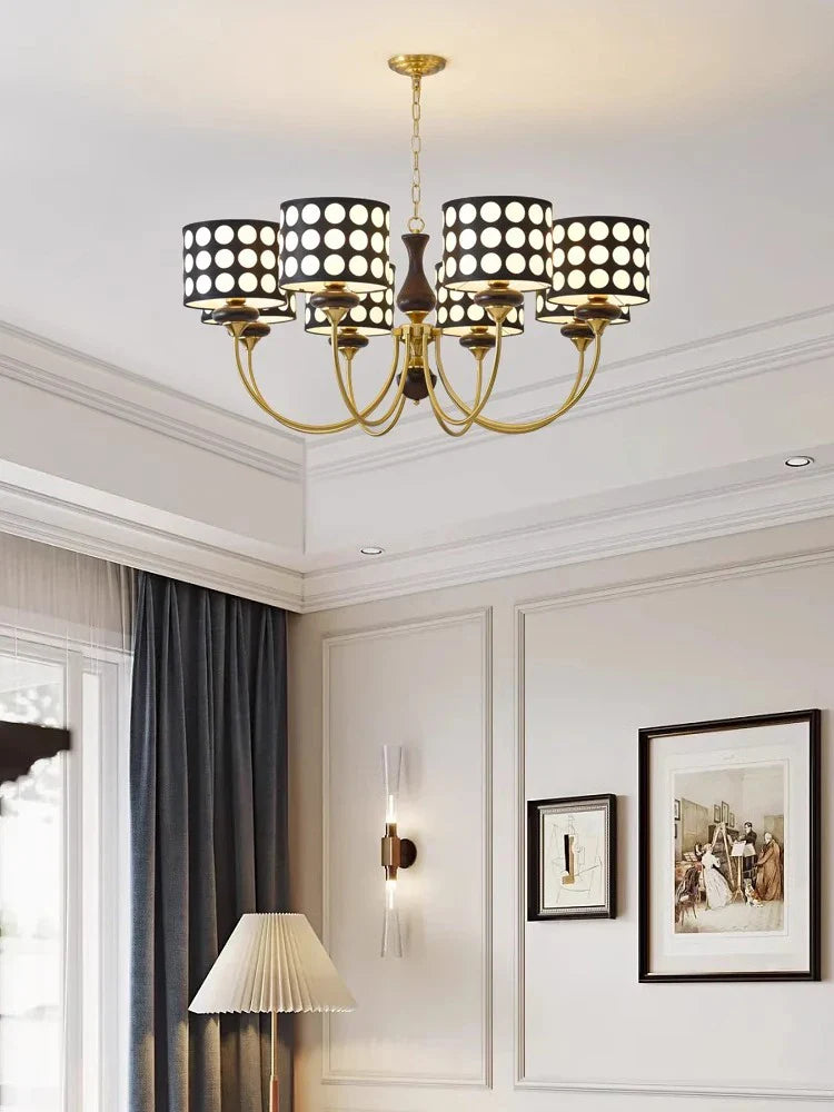Axyaa Polka Dots Chandelier: Retro Style Round Pendant Lamp for Home Decor
