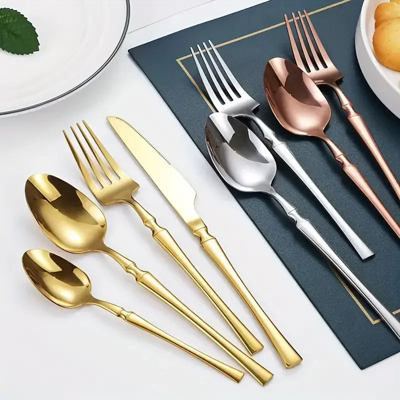 Axyaa Small Waist Gold Cutlery Set - Knife, Fork, Spoon Collection