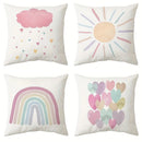 Axyaa Rainbow Star Sun Pattern Printed Pillow Cover for Living Room Sofa Home Decoration