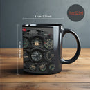 Axyaa Aerospace Aircraft Instrument Panels Coffee Mug Black Ceramic Astronaut Gift