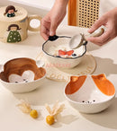 Axyaa Cute Cartoon Ceramic Dessert Yogurt Bowl for Kids or Adults