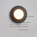 Axyaa Stone LED Wall Lamp with Pull Chain Switch - Black Travertine Wabi Sabi
