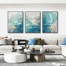 Axyaa Allahu Akbar Turquoise Gold Line Marble Wall Art Canvas Painting