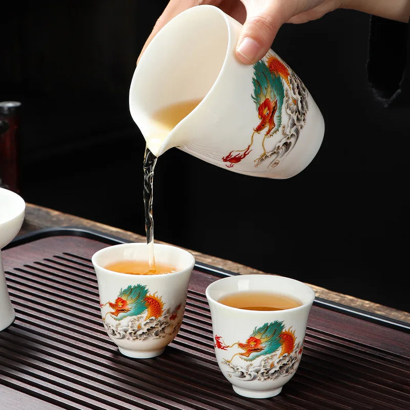 Axya Mutton Fat Jade Kung Fu Tea Set - Porcelain Travel Gaiwan Tea Cup Set