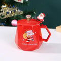Axyaa Christmas Ceramic Mug Set with Lid and Spoon - Festive Xmas Gift Cup