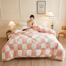 Axyaa Thickened Coral Fleece Checkerboard Queen Size Winter Blanket