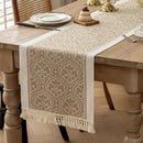 Axyaa Grey Coffee Zigzag Wreath Table Runner 13.7x72"