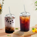 Axyaa Can Glass Set with Dome Lids, Glass Straw, 450ML Capacity