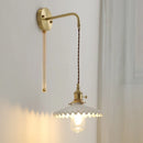 Axyaa Ceramic LED Wall Lamp with Pull Chain Modern Copper Wandlamp