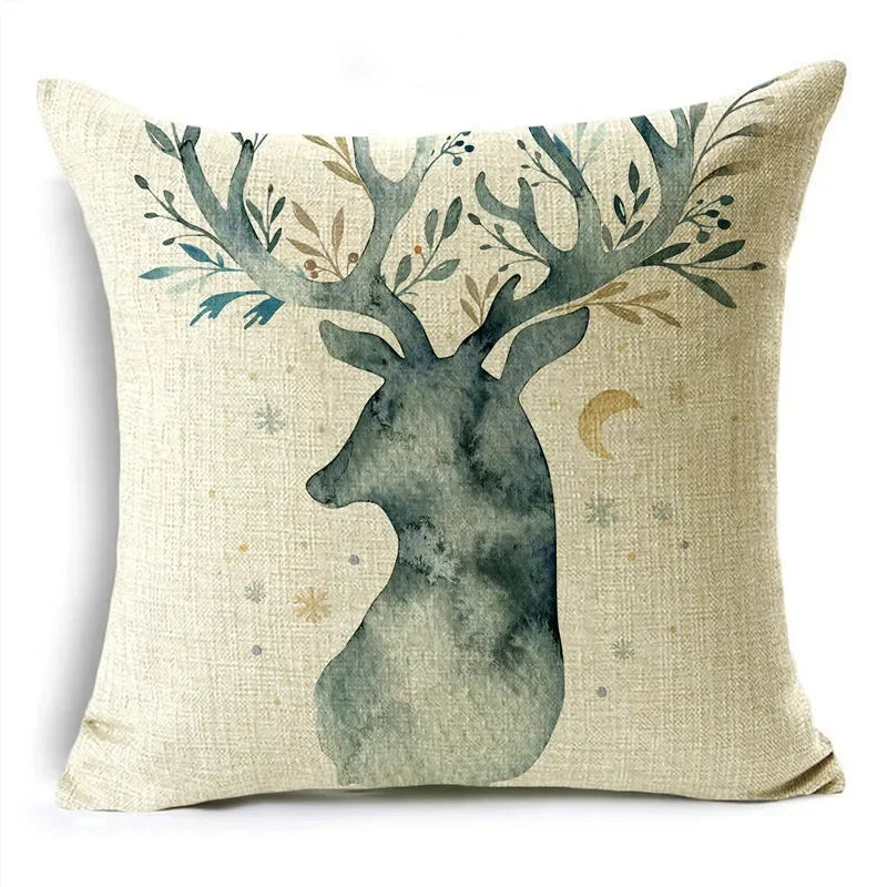 Axyaa Christmas Linen Pillow Cover 45X45CM - Festive Home Decor