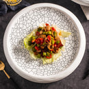 Axya Ceramic Dinner Plate Set: Round Tableware with Relief Pattern for Home and Restaurant