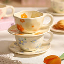 Axyaa Irregular Ceramic Mug Hand-painted Floral Heart Coffee Cup - 300ML