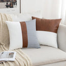 Axyaa PU Leather Patch Cushion Cover Simple Modern Home Decor Smooth Sofa Bed Pillow Cover