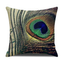 Axyaa Peacock Print Linen Cotton Pillow Cover for Home Decor & Sofa Accent