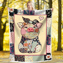 Axyaa Cozy Pig Flannel Blanket with Floral Geometric Print