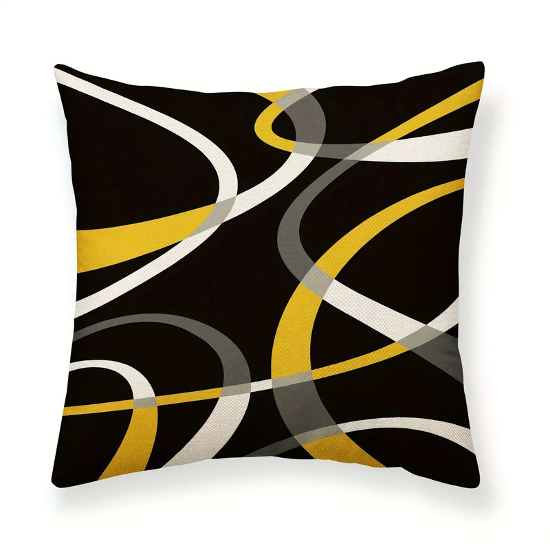 Abstract Geometric Printing Pillowcase in Yellow, Black, White, Gray for Axyaa Pillows