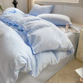 Axyaa Solid Color Cotton 4-Piece Set: Mattress, Bed Sheet, Quilt Cover - Super Soft