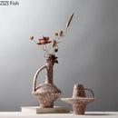 Axyaa Retro Ceramic Vase with Handle for Aesthetic Room Decor