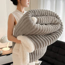 Axyaa Striped Artificial Wool Blanket: Soft & Cozy Fleece Throw for Sofa & Bed