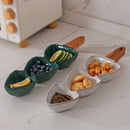 Axyaa Ceramic Handle Bowl Snack Plate with Bamboo & Wood Handle
