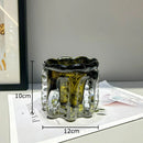 Axyaa Glass Vase Wrinkled Flower Pots Elegant Desk Decoration Room Aesthetic Decor