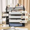 Axyaa Desk Organizer Stackable Tray - Black, 5-Tier File Holder for Office Paper Organization