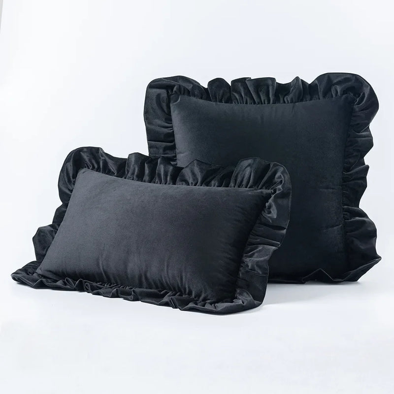 Axyaa Velvet Ruffle Cushion Cover for Home Decor 30x50/45/50cm