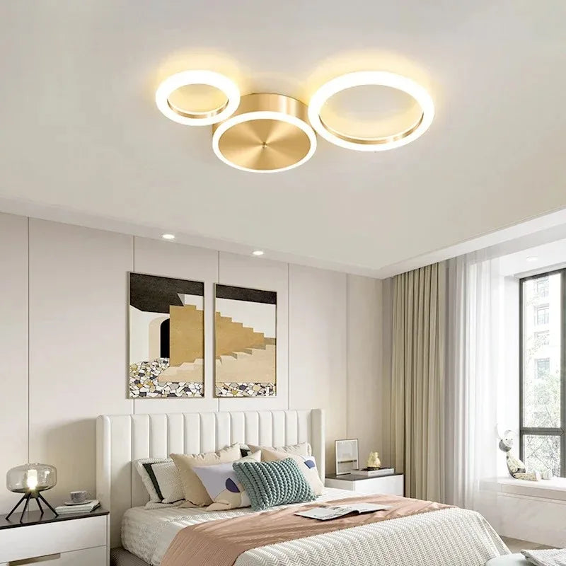 Axyaa Circle LED Chandelier: Luxury Dimmable Ceiling Lamp for Home Decor