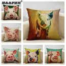 Cute Pig Pattern Pillowcase 45x45cm Axyaa Home Decor Sofa Linen Cushion Cover