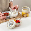 Axyaa Oval Lunch Box Set with Foldable Utensils - Leak-proof Container for Students & Kids