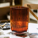 Axyaa Vertical Grain Texture Glass Vase Hydroponics Pots for Table Floral Arrangement